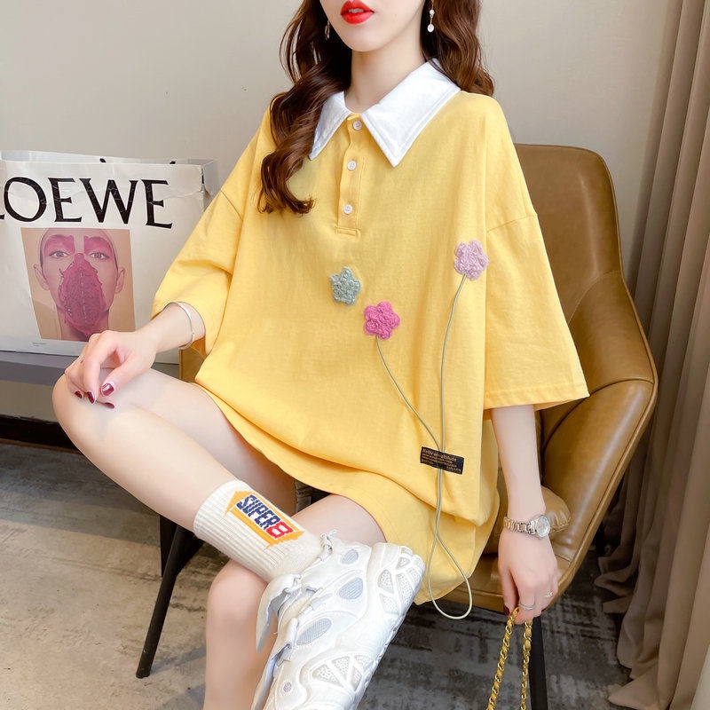 Áo polo Ngắn Tay Thêu Hoa Thời Trang Mùa Hè Dành Cho Nữ