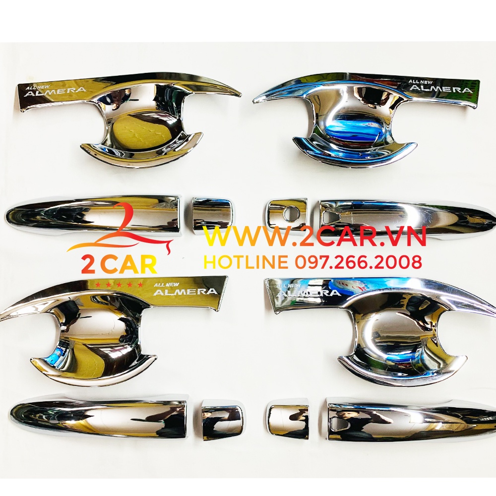 Ốp tay nắm, hõm cửa xe Nissan Almera 2021 2022 chất liệu crom cao cấp