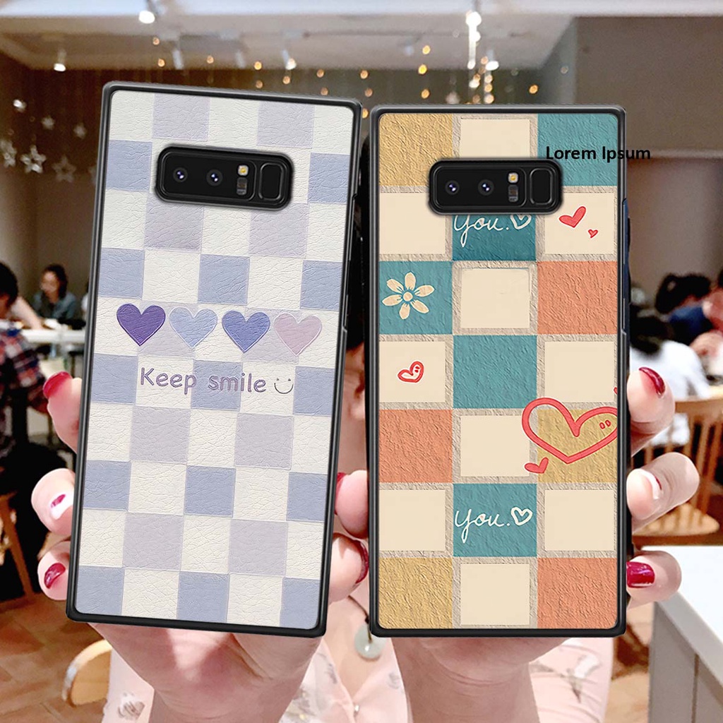 Ốp Samsung Note 8 caro trái tim cá tính, thời trang siêu đẹp, siêu phong cách