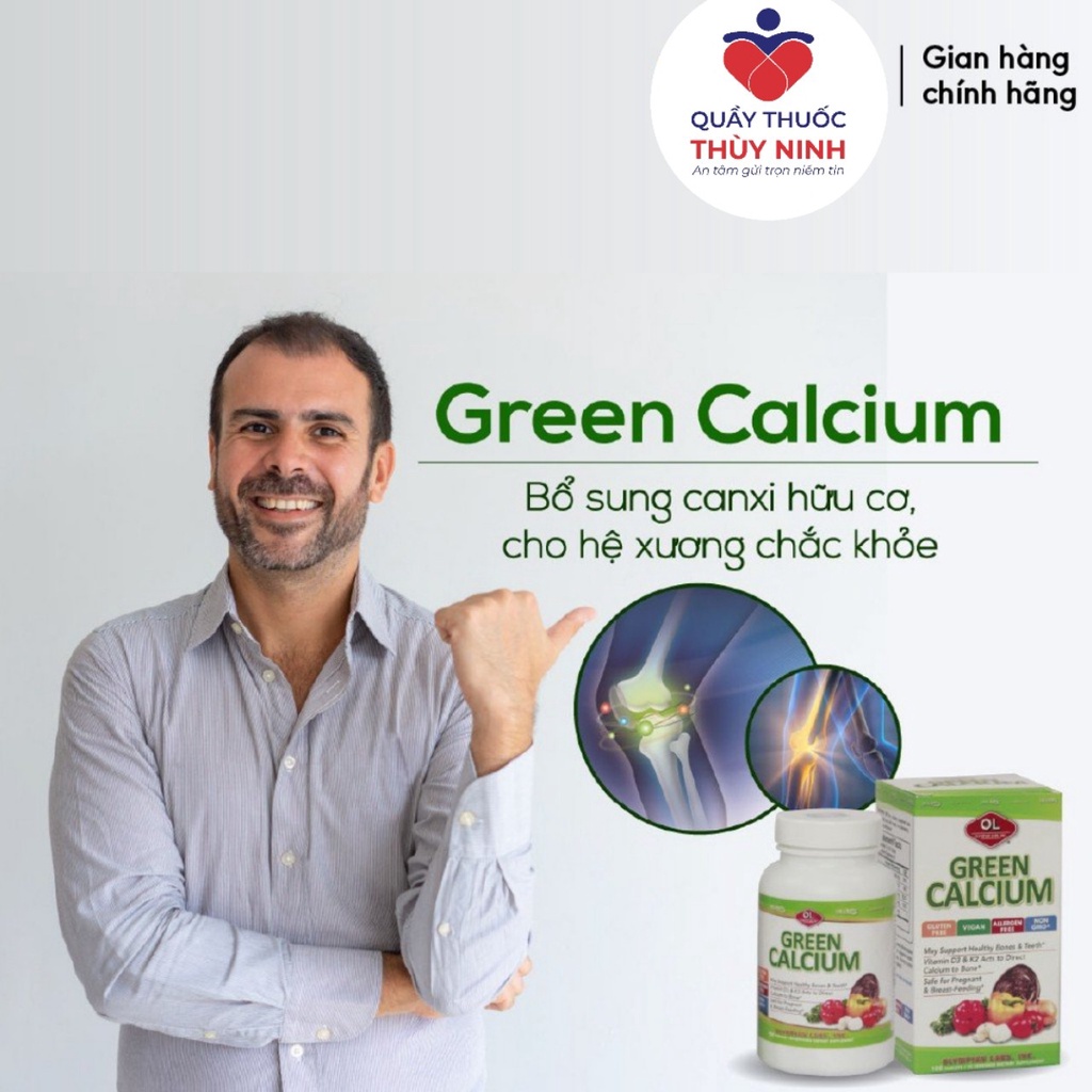 Viên Uống Bổ Sung Canxi Hữu Cơ Olympian Labs Green Calcium Giúp Xương Chắc Khoẻ, An Toàn Cho Mẹ Và Bé