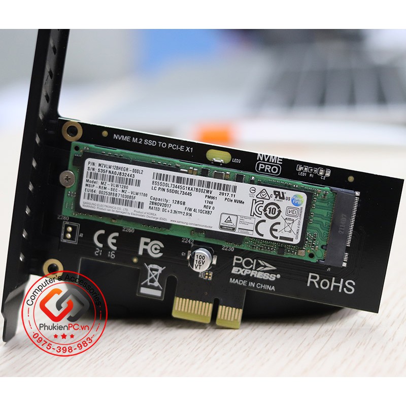 Card chuyển đổi ổ cứng SSD M2 PCIe NVMe sang PCIe 1X