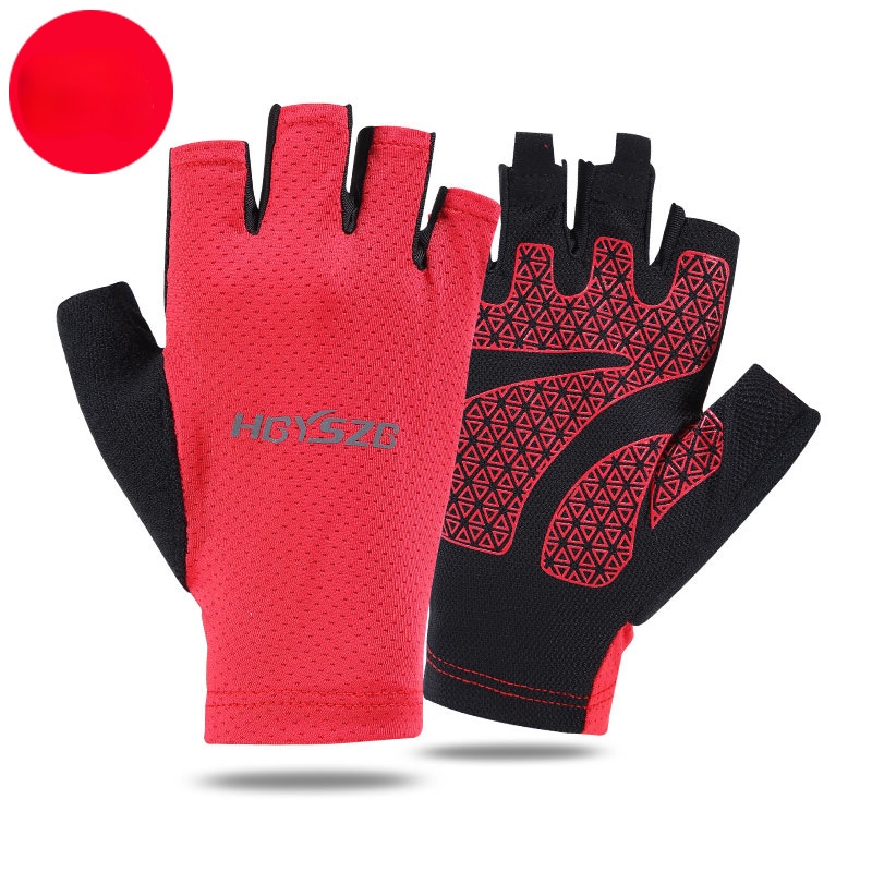 Găng Tay Thể Thao Hở Ngón Bằng Lụa Lạnh Mỏng Co Giãn Cao Thoáng Khí Nhanh Khô Chống Trượt Có logo Phản Quang Dành Cho Nam Và Nữ