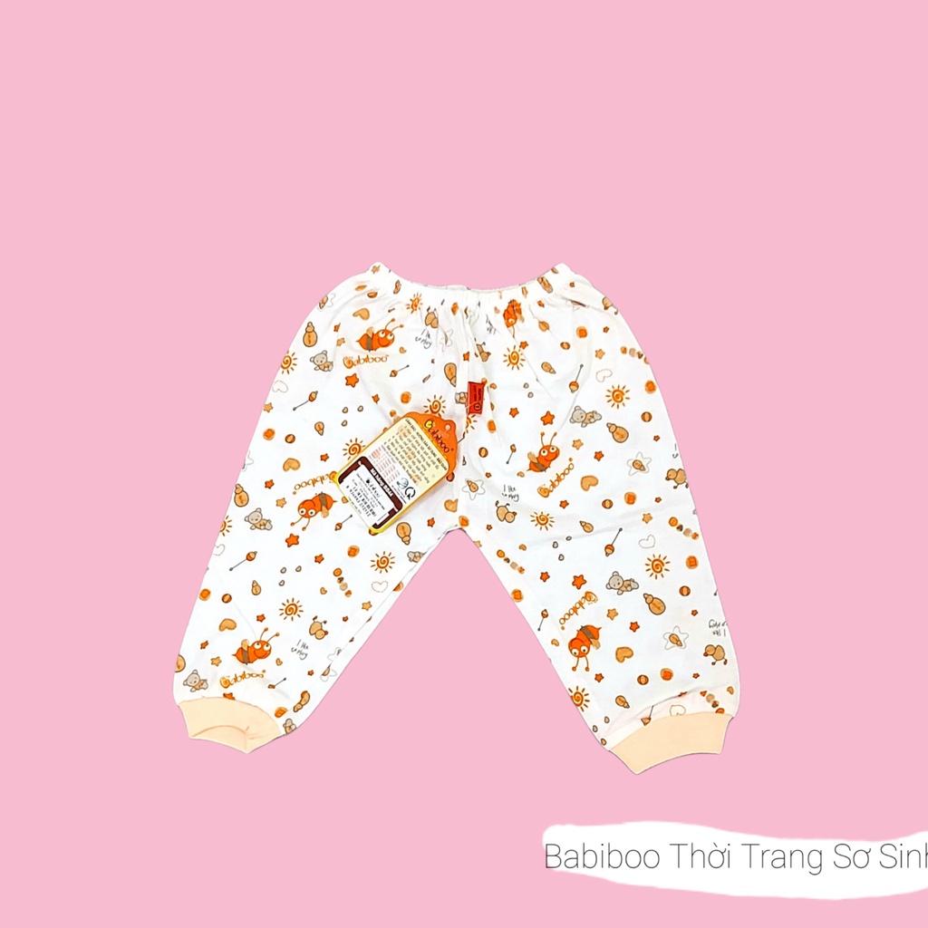 Quần sơ sinh dài vải cotton in hoạt hình ngộ nghĩnh Babiboo BB44