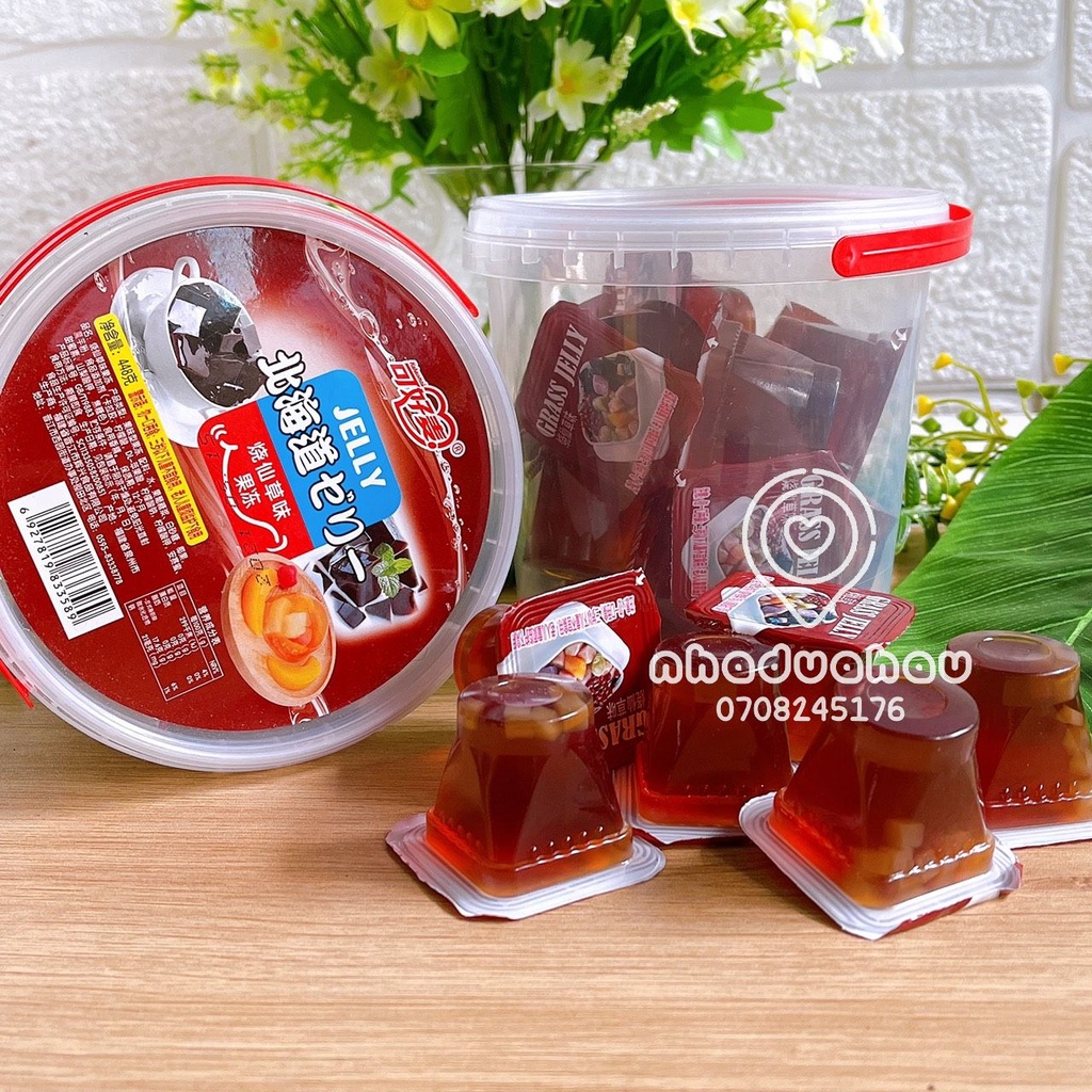 Một xô thạch pudding sương sáo có nhân thạch dừa Hongkong 448gam