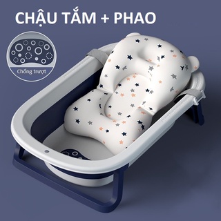 Chậu tắm cho bé sơ sinh,Thau tắm gấp gọn kèm phao, chống trượt cho trẻ sơ sinh