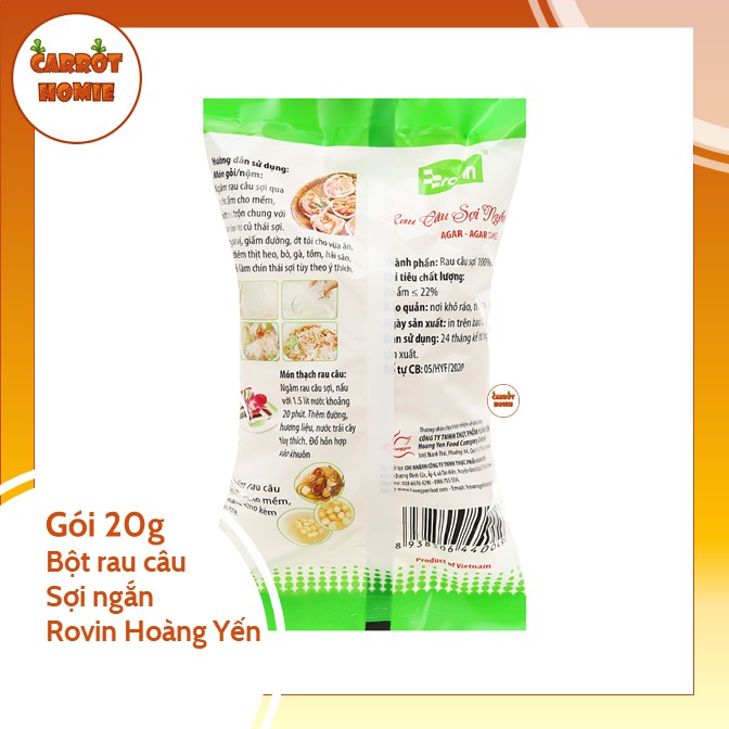 Rau câu sợi Rovin Hoàng Yến 30g dùng làm nộm, miến keto, nấu chè khúc bạch