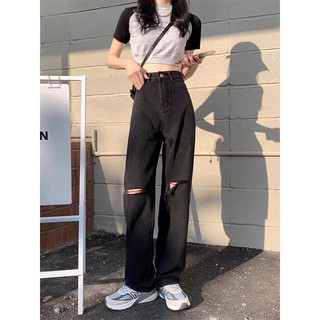 QUẦN JEANS ỐNG SUÔNG RÁCH GỐI XẺ M03 💥 Giá siêu rẻ💥