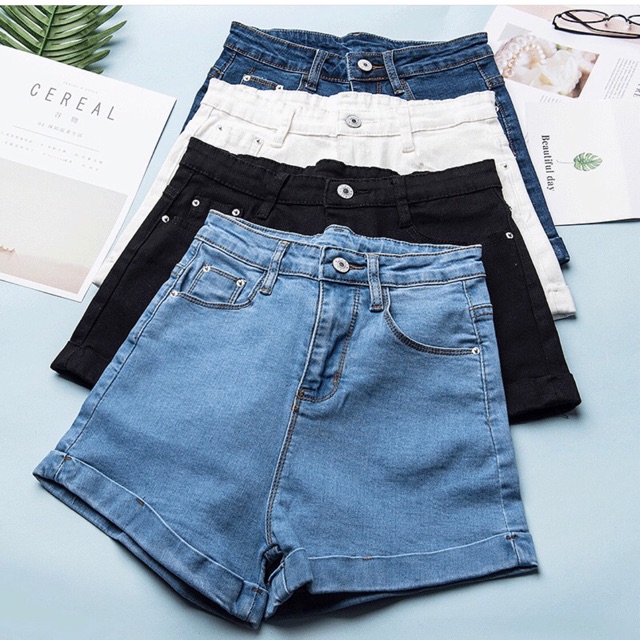 quần short jeans xắn gấu