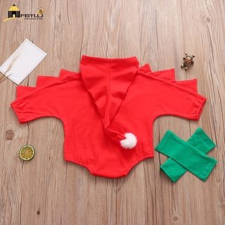 Jumpsuit Tay Dài Hoạ Tiết Khủng Long Phong Cách Giáng Sinh Cho Bé