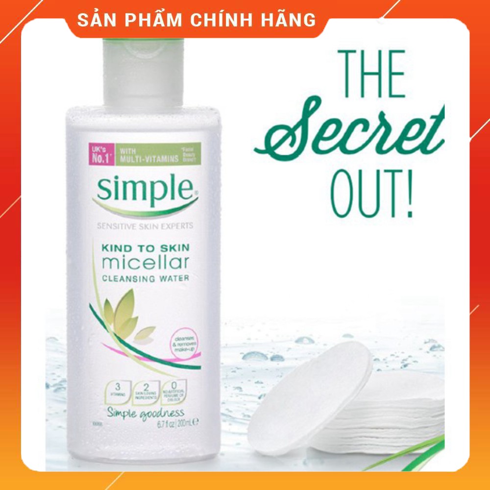 Nước tẩy trang Simple Kind to Skin Micellar Cleansing Water 200ml