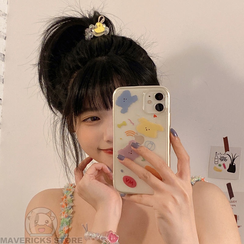 Dây Buộc Tóc Cao Su Co Giãn Đính Hạt Hình Hoa Dễ Thương