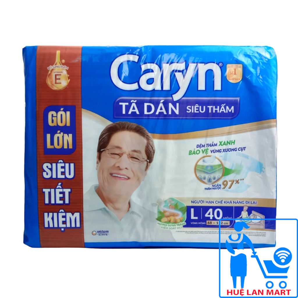 [Mã COSDAY302 -10% đơn 150K] [CHÍNH HÃNG] Bỉm Người Già - Tã Dán Siêu Thấm Caryn Size L40 (Vòng hông 68-122cm)