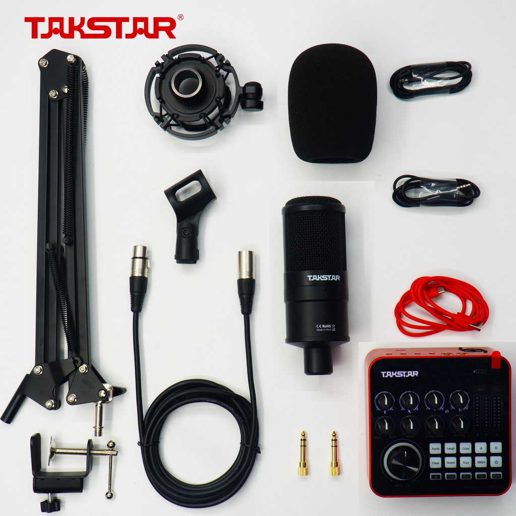 Bộ Mic Livestream Chính Hãng Cao Cấp Đầy Đủ Sound Card Takstar MX1 Pro, Mic Takstar PC-K220 & Phụ Kiện Bảo Hành 1 Năm