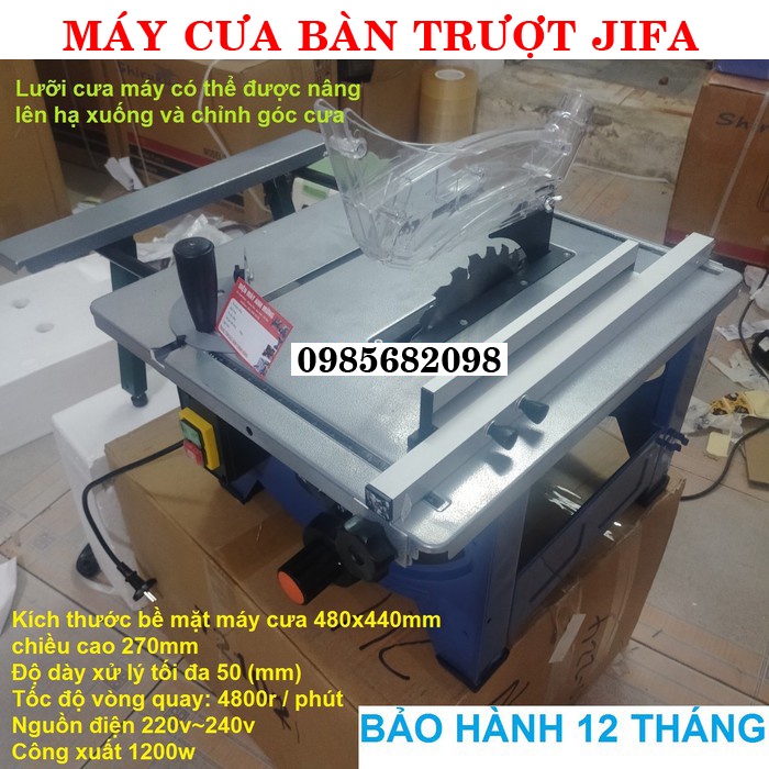 Máy cưa bàn trượt chính hãng JIFA 1200W điều chỉnh góc nghiêng lưỡi cắt