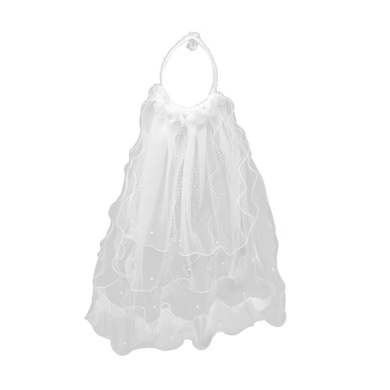 Flgo Băng Đô Vải Tuyn Trắng Xếp Lớp Che Mặt Cho Cô Dâu Trong Tiệc Độc Thân