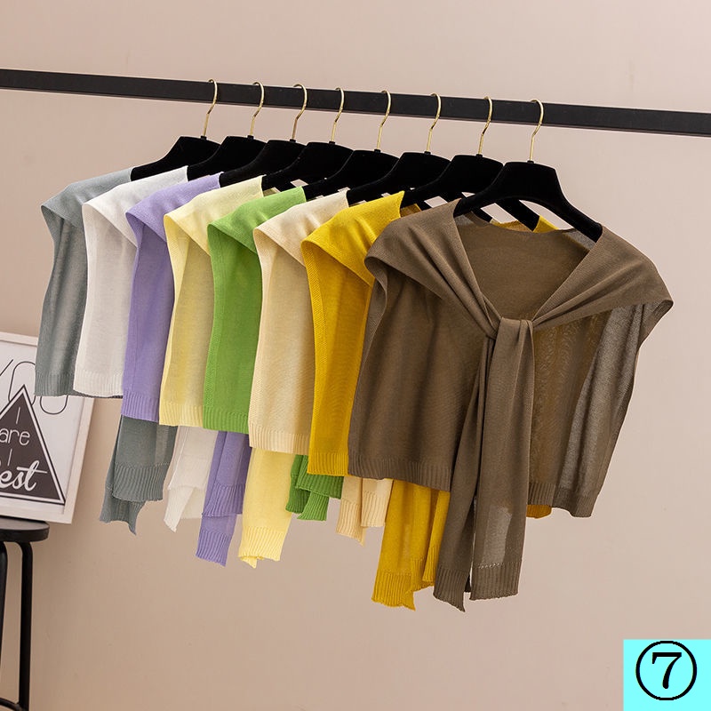 Áo Sơ Mi Nhỏ Vải Lụa Lạnh Dệt Kim Mỏng Nhẹ Bảo Vệ Vai Phong Cách Mới Thời Trang Mùa Hè Năm 2021 Dành Cho Bạn Nữ