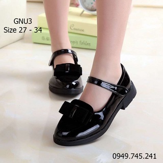 Giày búp bê bé gái màu đen phong cách Vintage GNU3