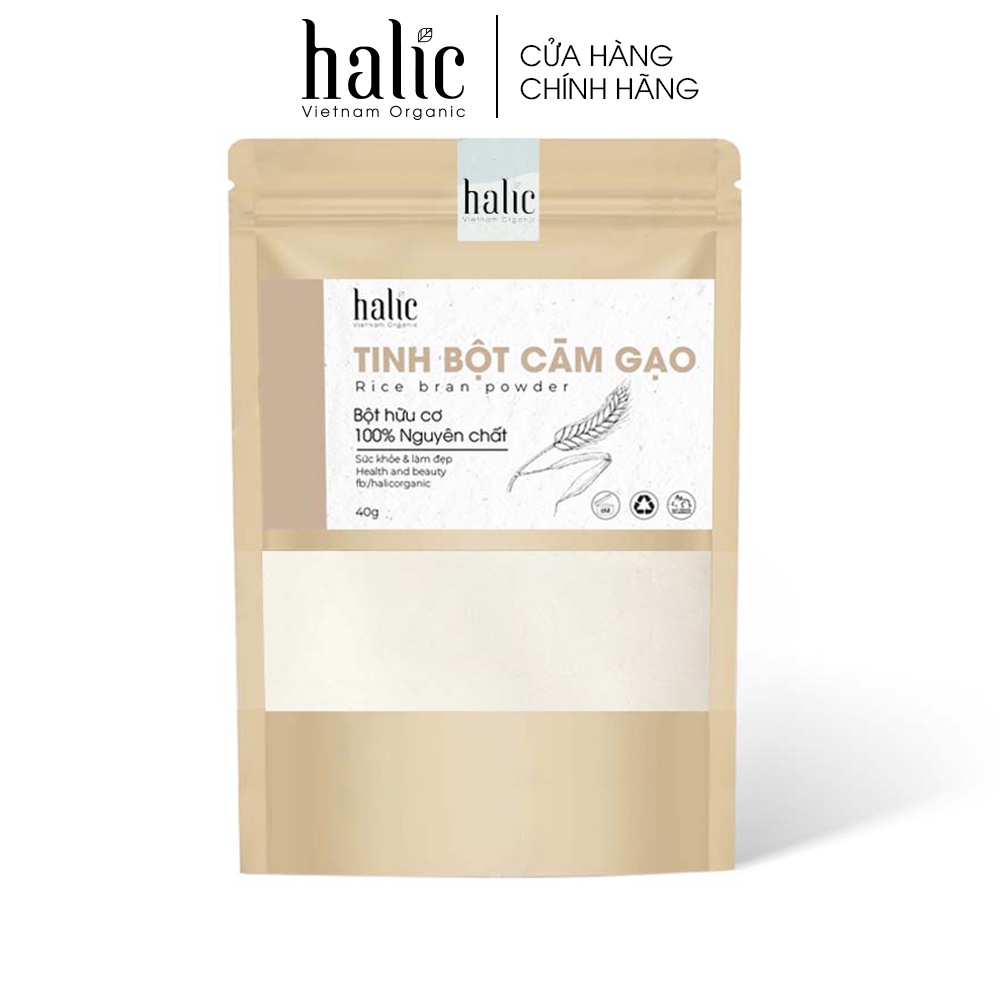 Tinh bột Cám Gạo đắp mặt nạ nguyên chất Halic Organic 125G dưỡng trắng da, tẩy da chết toàn thân hiệu quả