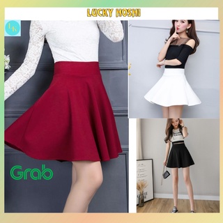 Chân váy ngắn xòe chữ a lưng sau có thun co giãn váy công sở có quần bên trong vải lụa mềm CV01