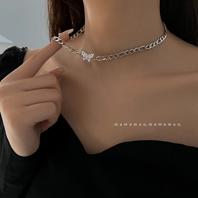 Vòng cổ mặt hình bướm đính đá thời trang Hàn Quốc cá tính