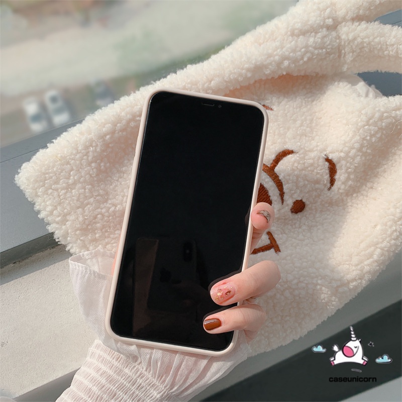 Ốp điện thoại TPU mềm viền suông có giá đỡ đỡ hình gấu đáng yêu cho iPhone11 6 6s 7 8 Plus 11 12 Pro Max X XR XS MAX SE