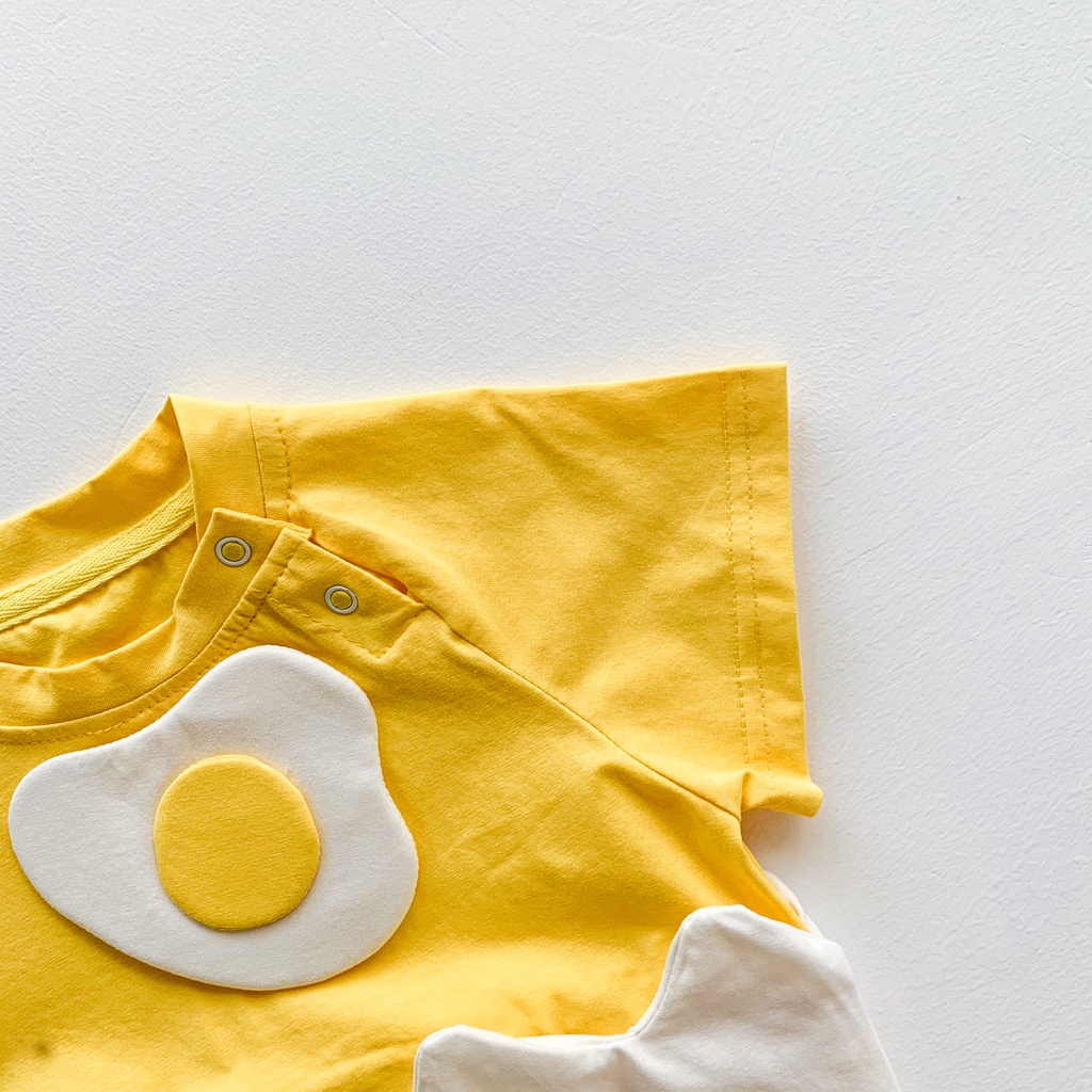 Bộ áo liền quần thiết kế hình lòng trứng và mũ/băng đô thời trang mùa hè dành cho em bé sơ sinh