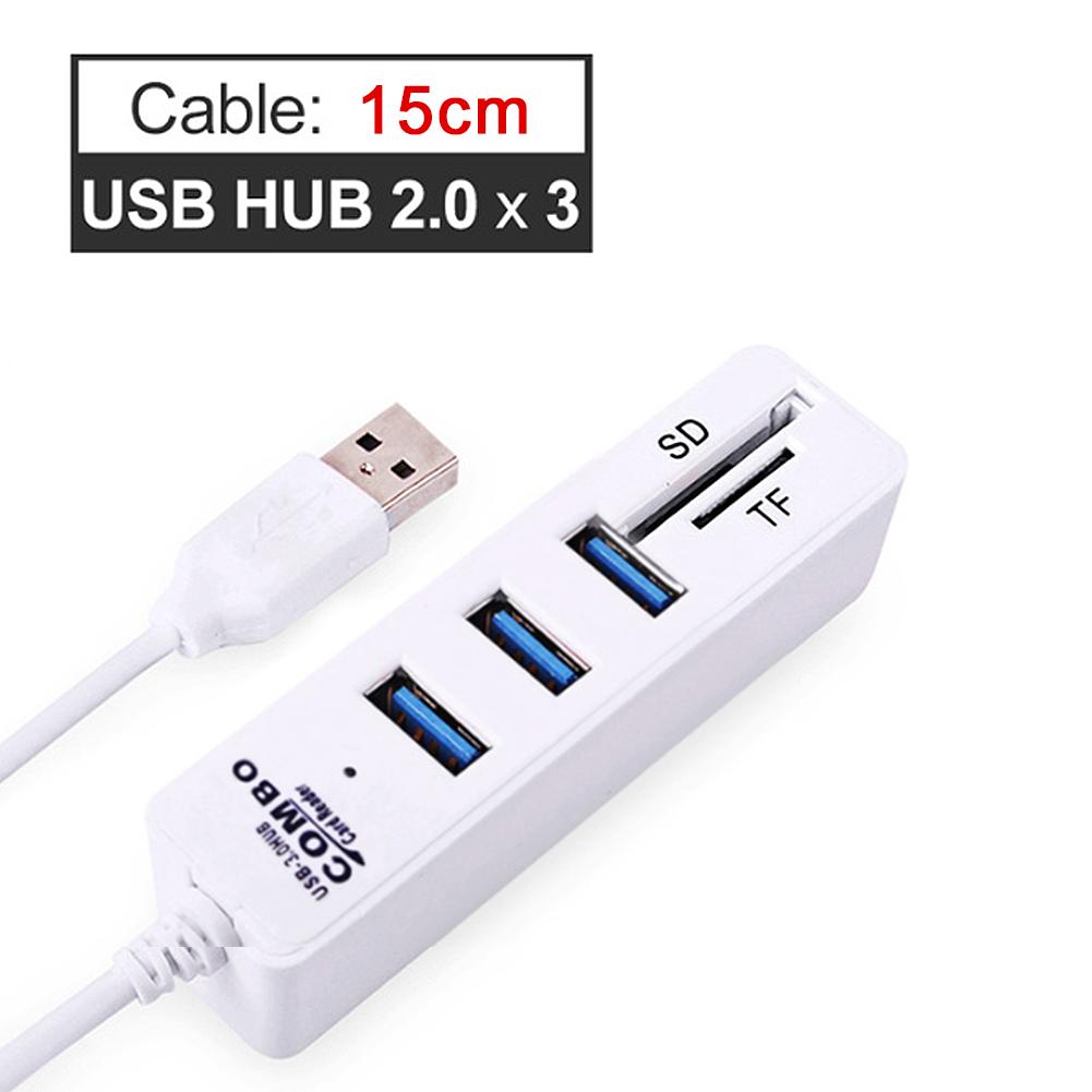 Bộ chia Hub USB 3 cổng Tốc độ cao Bộ chia Hub USB 2.0 Đa USB Combo 2 trong 1 Đầu đọc thẻ SD / TF