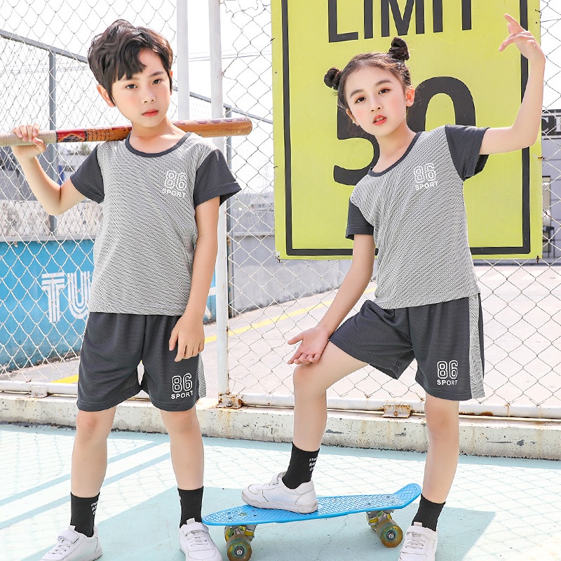 Bộ Đồ Đồng Phục Bóng Rổ Áo Thun Tay Ngắn Và Quần Short Hai Mảnh Màu Sắc Tương Phản Cho Bé 90-160cm