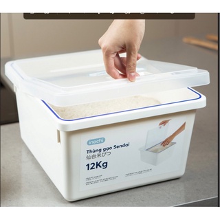 Thùng đựng gạo Inochi Sendai 12kg - nhựa cao cấp cứng cáp