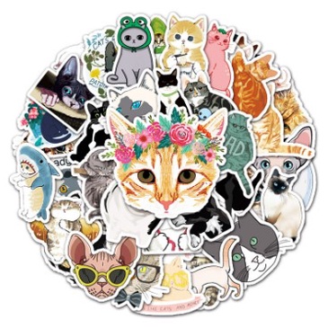 [50 Hình] Sticker mèo dễ thương dán trang trí laptop, mũ nón bảo hiểm, vali, xe tay ga, ván trượt - DB.137