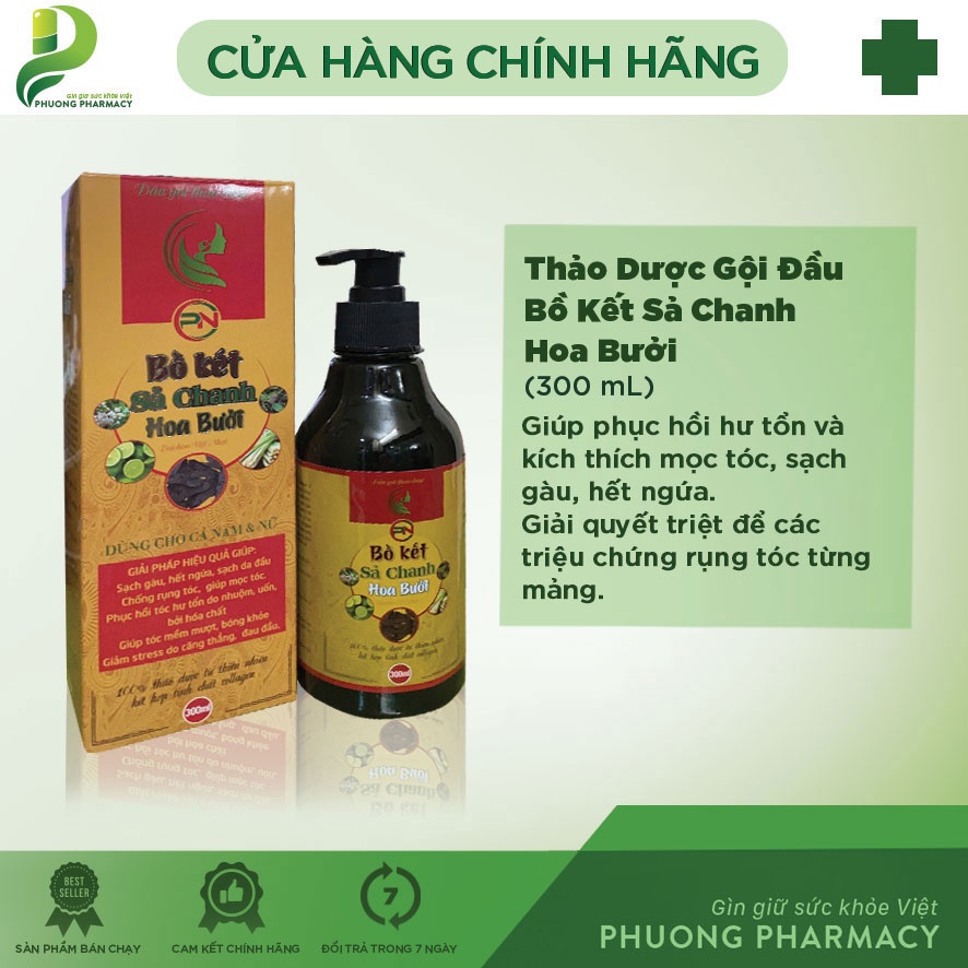 Thảo Dược Gội Đầu Bồ Kết Sả Chanh Hoa Bưởi 300ml