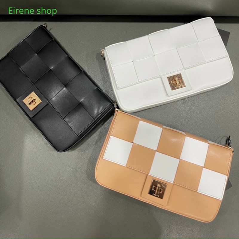 Túi Dây Xích Phối Da Đeo Chéo Da Đan Woven Shouder Bag