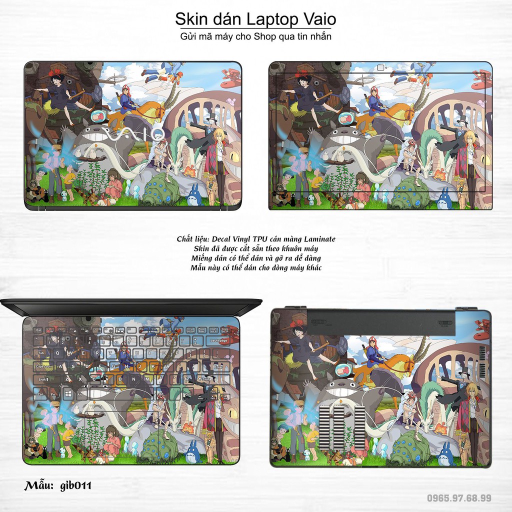 Skin dán Laptop Sony Vaio in hình Ghibli Studio (inbox mã máy cho Shop)