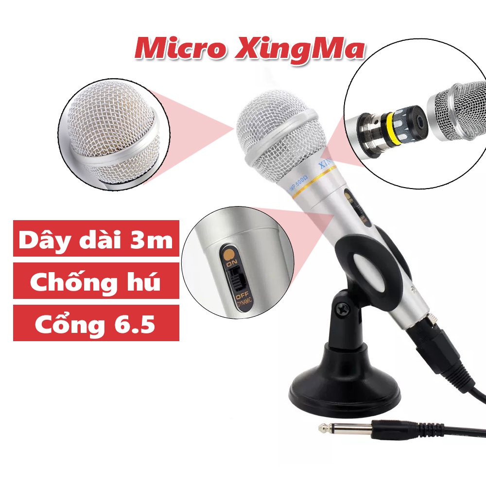 Mic Chống Hú, Micro Karaoke XINGMA AK-319,  Bảo Hành 12 Tháng