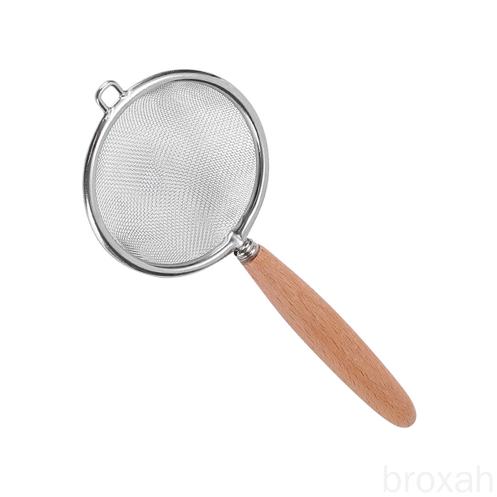 Muỗng rây bột bằng thép không gỉ 304 có tay cầm bằng gỗ