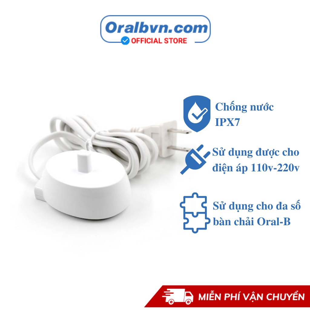 Sạc bàn chải điện oral b chất lượng cao cho bàn chải đánh răng điện Braun Oral B (2 chấu- sử dụng điện 100V-220V)