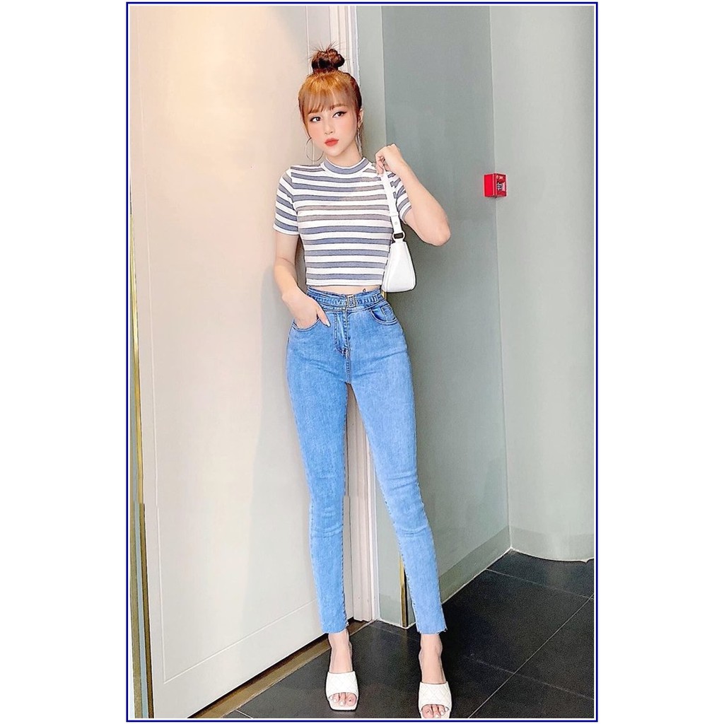 Quần jean nữ lưng cao KÈM THẮT LƯNG NHƯ HÌNH đai to mẫu mới nhất pSHOP451