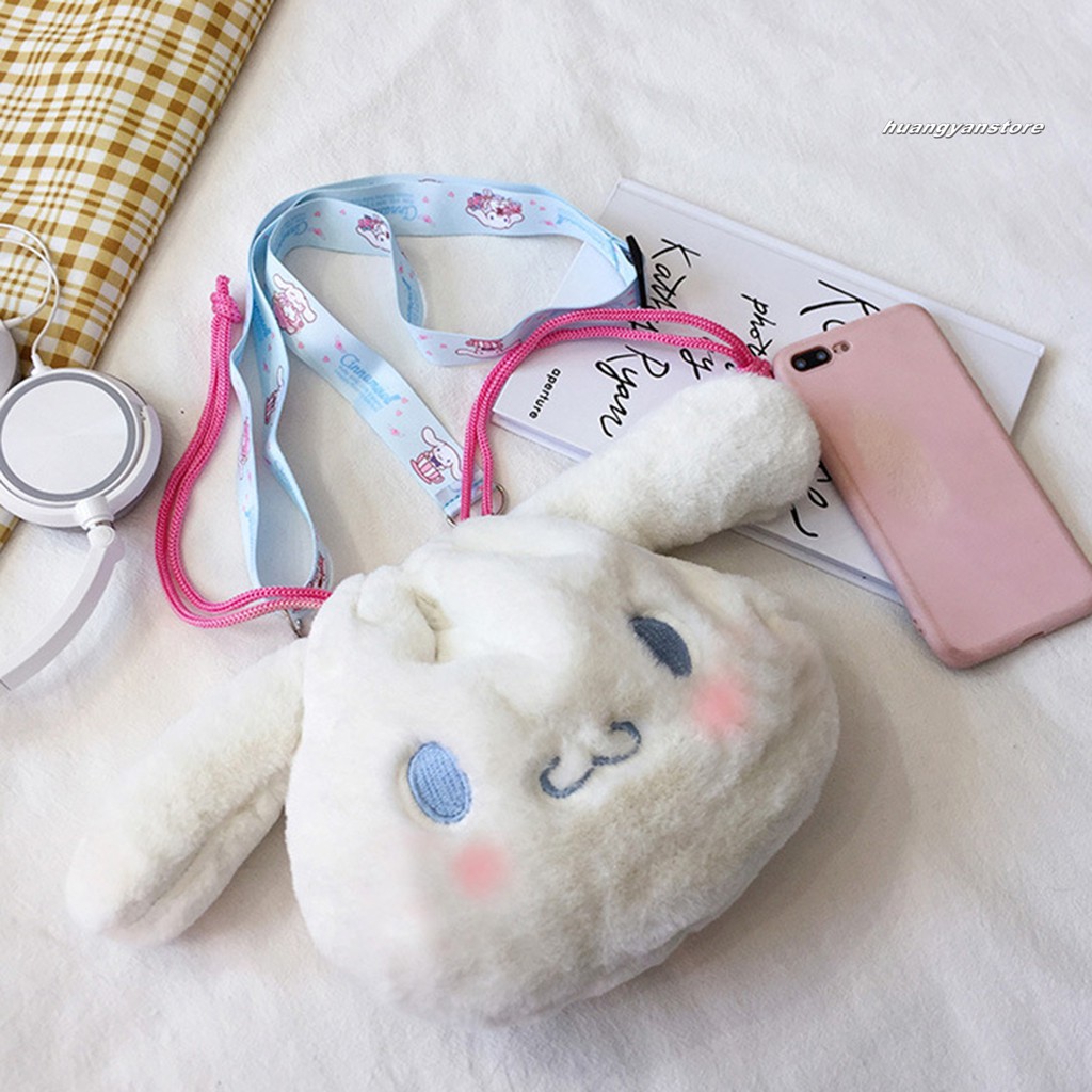 HY/ Túi đeo chéo hình thỏ hoạt hình dễ thương bằng chất liệu lông nhung xinh xắn cho nữ