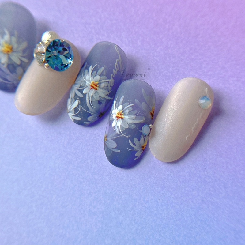 sticker lụa 5d mẫu hoa cao cấp dán móng tay nail to1343
