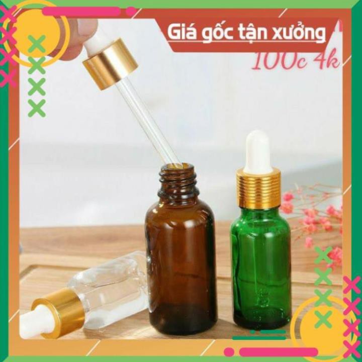 Lọ Chiết Serum ❤ [30ml] Lọ đựng tinh dầu bóp giọt khoen vàng rỗng , lọ chiết serum , phụ kiện du lịch