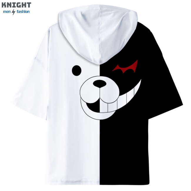 Áo hoodie tay ngắn in kỹ thuật số 3D hình Danganronpa Monokuma thời trang