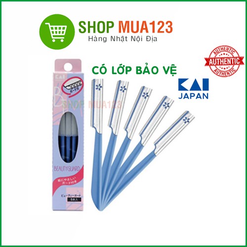 Set 5 dao cạo lông mày, lông mặt (có lớp bảo vệ) cho nữ KAI Nhật nội địa