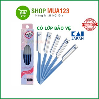 Set 5 dao cạo lông mày, lông mặt (có lớp bảo vệ) cho nữ KAI Nhật nội địa