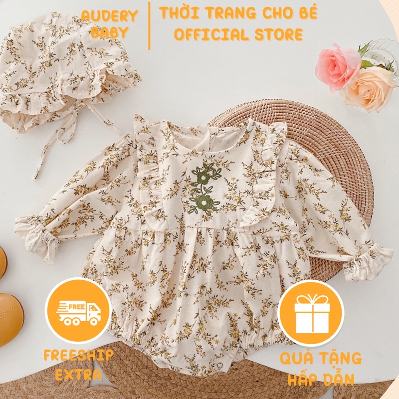 Set Áo Liền Thân Kèm Nón Phong Cách Tiểu Thư Họa Tiết Hoa Nhí