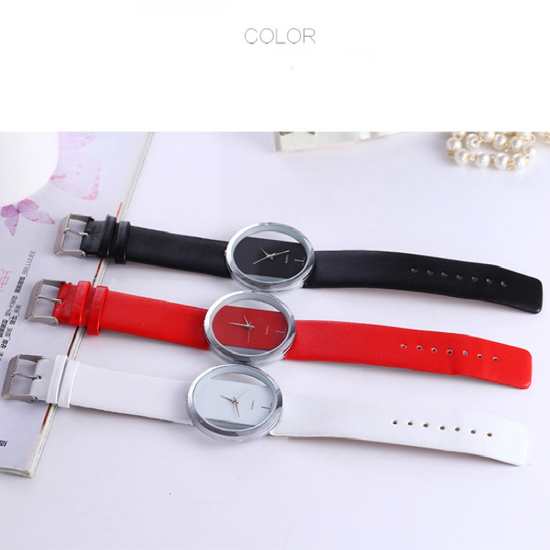 Đồng Hồ Đeo Tay Mặt Tròn Trong Suốt Đơn Giản Thời Trang Cho Nam Nữ