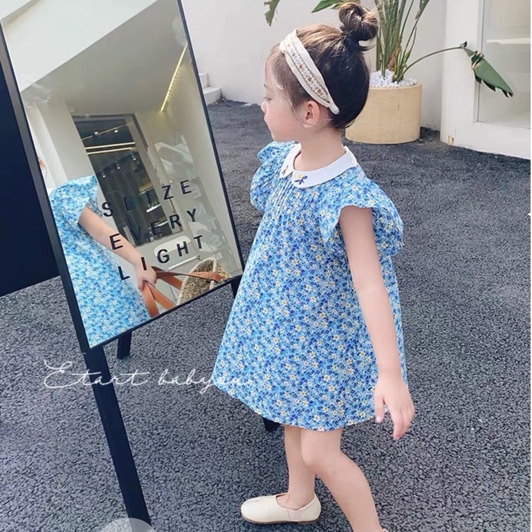 VÁY HOA NHÍ CỔ THÊU CHO BÉ GÁI
