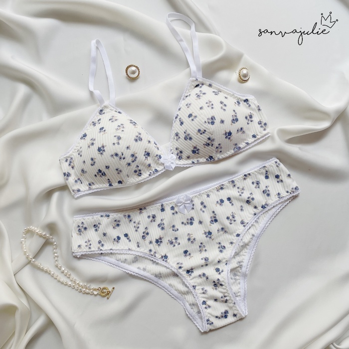 Bộ đồ lót nữ có mút không gọng chất liệu cotton - Nội y nữ Thiết kế Sanvajulie - Thạch Anh