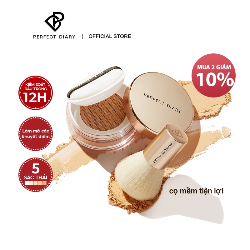 Phấn phủ Perfect Diary PerfectStay chống thấm nước kiểm soát dầu 3 màu tùy chọn 7g