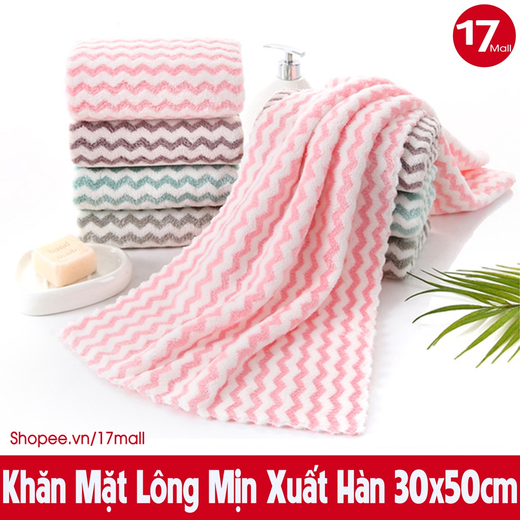 Khăn mặt lông mịn xuất Hàn siêu mềm 30x50cm, không rụng lông, dùng cho cả em bé phù hợp mọi loại da nhạy cảm