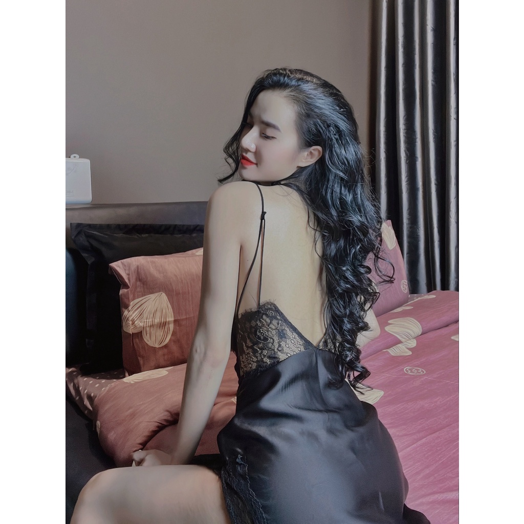 Đồ ngủ sexy / Đầm ngủ 2 dây phối ren lai, chất liệu satin cao cấp loại 1, kèm quần đùi siêu cute, freesize dưới 65kg Sex | BigBuy360 - bigbuy360.vn